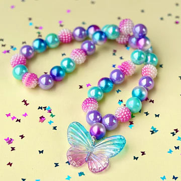 Girls Butterfly Charm Faux Pearl Beaded Necklace | SHEIN IN